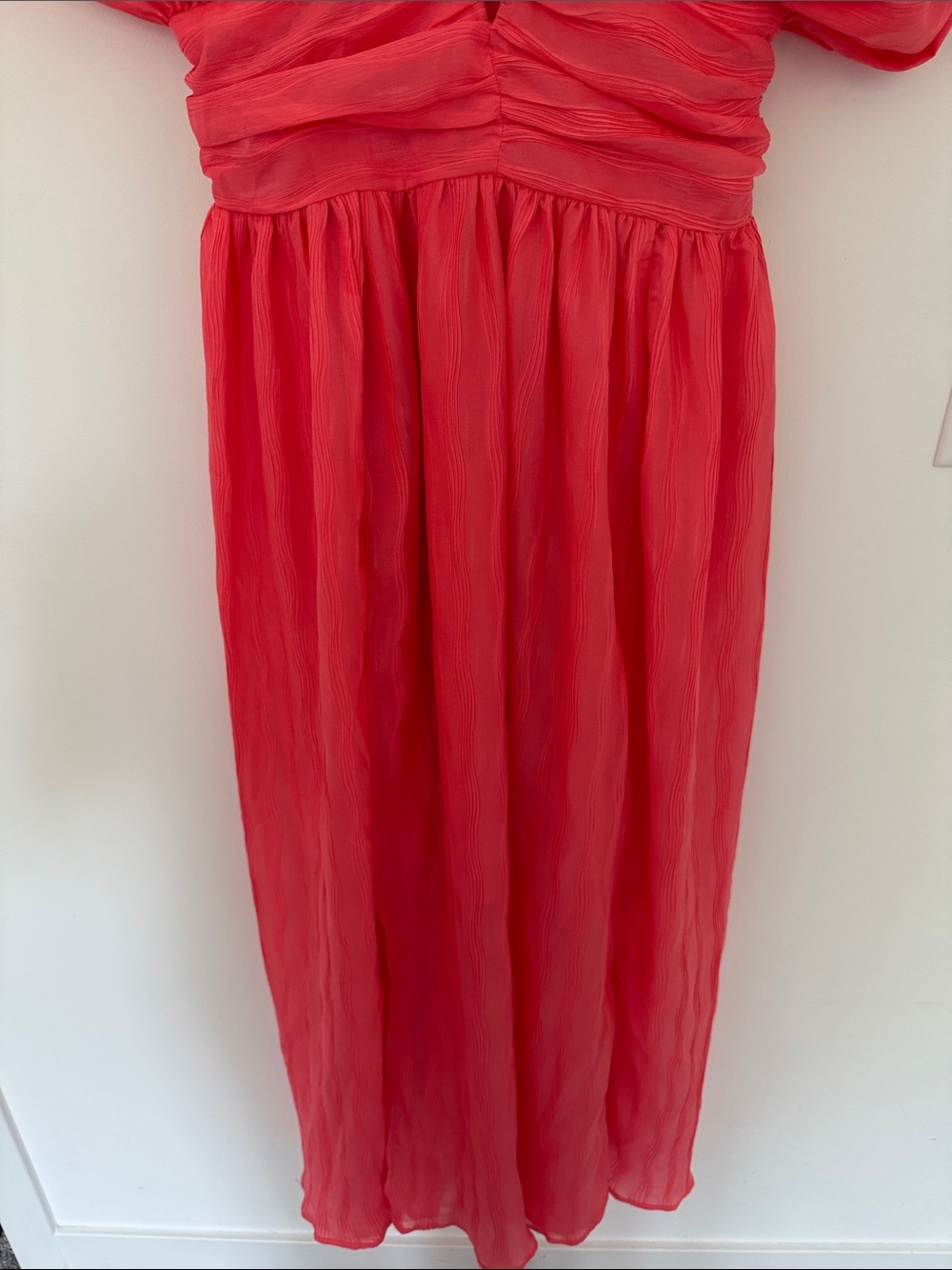 VICI Coral Pink Puff-Sleeve V-Neck Maxi Dress - Size M - Picture 3 of 6